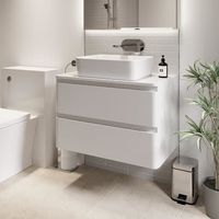 Bathroom Cloakroom Vanity Unit Wall Mounted Countertop Basin White Gloss 800mm