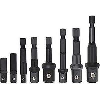8 Piece Drill Socket Adapter Set, Hex Shank Impact Driver Socket Adapter, Socket To Bit Adapter 1/4" 3/8" 1/2" Impact Driver Adapter