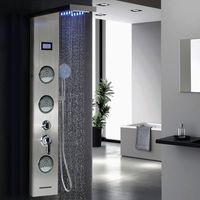 Colonna doccia multifunzione a LED in acciaio inossidabile Set da bagno con sistema doccia a mano con una maniglia