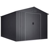 Casetta da giardino in metallo 8,08m2 Light Anthracite - 4 Griglie di ventilazione - Doppia porta scorrevole