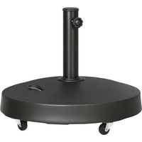 Base para Sombrilla de Resina de 25 kg con Ruedas y Asa Retráctil para Postes de Ø38/48 mm Ø53x41 cm Negro
