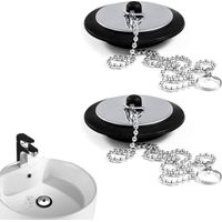 Juego de 2 tapones universales para bañera con cadena, tapones de desagüe de repuesto para baño y cocina