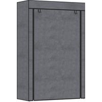 Armoire Tissu Pliable Portable 6 étagères barre suspendre Gris Foncé 103x43x162.5cm