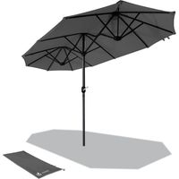 Vounot – Parasol de jardin double 300 x 150 cm – Aluminium léger – Toile en polyester 180 g/m² – Ouverture manivelle – 12 baleines renforcées
