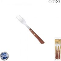 Montana Forchetta Bistecca Acciaio Inossidabile 9 cm. Manico in Legno (Blister 3 Pezzi)