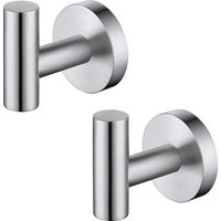 Ganci portasciugamani da parete per bagno, appendiabiti in acciaio inox 304 nero opaco, portasciugamani, portaoggetti, 2 pezzi (argento)