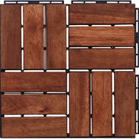 Planchers en acajou à motif checké, 33 pièces. Forme carrée de 12″ x 12″. Matériau d’acajou dur, adapté pour l’extérieur, parfait pour les terrasses, les balcons ou les côtés des piscines.