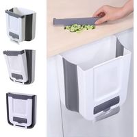 Poubelle Suspendue Pliable avec Couvercle Pour Cuisine Camping, Poubelle de Cuisine Pliable de Cuisine Poubelle de Cuisine Pour Cuisine/Camping/Voiture/Salle de bain/Bureau (Gris)