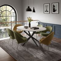Table de salle Ă manger Loyd, blanc/noir, 120x76.5cm extensible, Vicco