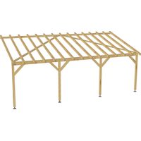 Carport adossé 7x3 – Tuilable pente 30% – Sections robustes en bois massif – Conception pour installation facile – Jardinatoire