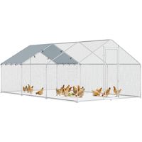 Gallinero para Exterior Grande de Acero Galvanizado 5,1x3x1,9 m 15,3 m² con Cubierta Tela Oxford y Cerradura Plata