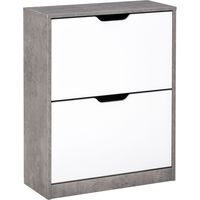 Scarpiera, mobile contenitore per ingresso, 2 ante a ribalta, 62,5 x 26 x 81 cm, grigio e bianco