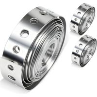 3 Packs Galvanised Steel Band Pipe Support Hanging 1.8 cm × 3m Metal Pipe Bracket Galvanised Steel Band Metal Fixing Strap with Perforated Holes for Plumbing Fuel Line Intercooler Tube