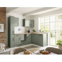 L Küche Einbauküche Winkelküche Landhaus Leerblock Grün Anton 250 cm Respekta