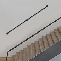 7ft Black Pipe Stair Handrail,Wall Mount Galvanized Industrial Hand Rail Iron Loft Pipe Handrail,Metal Railing Non-Slip Grab Bar for Stairs Indoor & Outdoor
