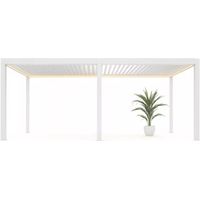 pergola bioclimatica motorizzata giardini di maggio "quadrifoglio twin" in alluminio bianco 7,8x4x2,5 mt