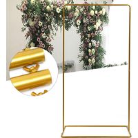 Hochzeitsbogen quadratische Ballonbogen, Metallrahmen Blumenständer Eisen-Party-Torrahmen Hintergrund Hochzeitsbogen goldene Ballonringe Veranstaltungsdécor, gold, 105 x 62 x 200 cm