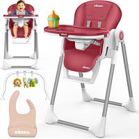 KIDUKU® Hochstuhl Baby 3in1 mit Neugeborenenaufsatz + Lätzchen, Spielbogen & Tisch Kinderhochstuhl klappbar mit Liegefunktion Kombihochstuhl höhenverstellbar Babystuhl mitwachsend 0-36 Monate