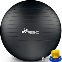 TRESKO Pelota de Gimnasia Anti-Reventones Bola de Yoga Pilates y Ejercicio Balón para Sentarse Balon de ejercicio para fitness 300 kg con Bomba de Aire Negro 85cm
