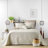 Couvre-lit 2 personnes matelassé 220x240 microfibre unie Romane naturel