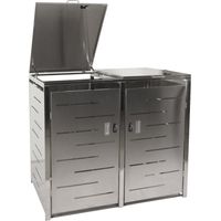 2x copribidoni box spazzatura rifiuti HHG-805 80x131x116,5cm acciaio inox