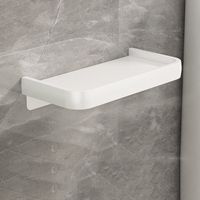 Porta carta igienica autoadesivo, porta carta igienica a parete con ripiano in acciaio inox, porta carta igienica senza fori per bagno e cucina (monostrato, bianco)