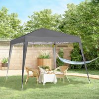 Tente de jardin pliable 3x3m, structure en acier, polyester imperméable et résistant aux UV, avec sac de transport, grise