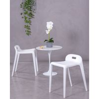 Tabouret bas Didi blanc – Structure en polypropylène – Style contemporain – Légèreté et durabilité pour espaces modernes