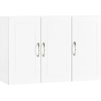 Sobuy – Armoire murale de salle de bain FRG231LW – 3 portes – Dimensions 90x30x60 cm – MDF blanc – Meuble suspendu avec étagères réglables