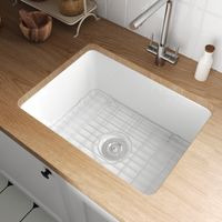 Évier de céramique DeerValley – Bac profond 90,5 cm x 45,2 cm avec rebord intégré et accessoires
