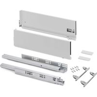 Emuca Cassetto esterno Vertex con regolazione 3D altezza 178mm, 40kg, profondità 500mm, Acciaio, Verniciato bianco