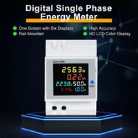 Testeur de compteur d'énergie monophasé numérique 6 en 1 D52-2066 - Moniteur de tension, de courant et de puissance CA sur rail DIN