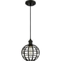 One-Light Pendant Matt black with globe cage