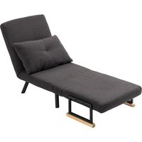 Canapé Cama Individuel Pliable 4 en 1 Respaldo 5 Niveaux Réglable avec Almohada 63x73x81 cm Gris