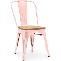 Esszimmerstuhl - Industriedesign - Stahl und Holz - Neuauflage - Stylix Pastellorange