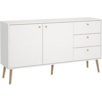 Tvilum CUMBRIA Credenza con 2 Ante e 3 Cassetti Ripiani Regolabili Gambe e Maniglie in Legno Massello colore Bianco