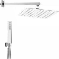 Set doccia in acciaio inox con soffione ultra slim 25x25 cm braccio doccia e kit doccino in ottone cromo lucido