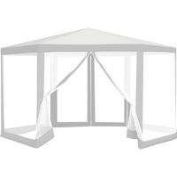 SWANEW Tenda con zanzariera Robusto Tenda esagonale per feste all'aperto resistente ai raggi UV Patio cortile 2x2x2m bianco