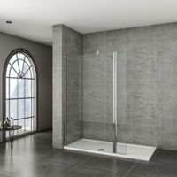 1100x1950mm Walk in Wet Room Shower enclosure 8mm shower screen EasyClean NANO Glass with Flipper Panel