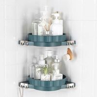 Eckduschablage, 360° drehbarer Badezimmer-Organizer und Ablageflächen, kein Bohren erforderlich, drehbarer Organizer für Badezimmer und Waschtisch - Crezuo