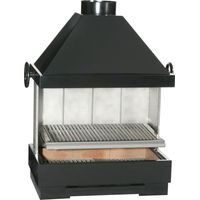 Barbecue inox à poser 727x446x1035mm – Foyer en briques réfractaires – Système de réglage de hauteur – Grilloir en inox – Escalor