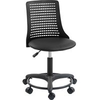 Silla de Escritorio sin Brazos Silla de Oficina Giratoria con Respaldo Hueco Altura Ajustable Negro