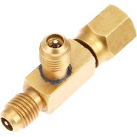 Adaptateur convertisseur en laiton de type T, joint rotatif SAE 1/4 pouce avec filetages interne et externe et noyau de valve pour installation de climatisation
