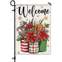 Drapeau de jardin de Noël en lin, impression recto verso (YMCQ3-10)