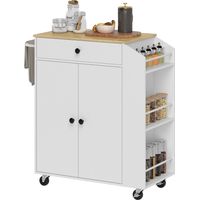Isla de Cocina con 2 Puertas Cajón Especiero de 3 Niveles Toallero y Estante Ajustable 82x38x86,5 cm Blanco