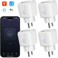 WiFi Smart Steckdosen 4er Set, EU-Stecker, 16A,Energiemessung, Alexa Steuerung & Smartphone-Fernbedienung–für einfache Nutzung und Energieüberwachung.