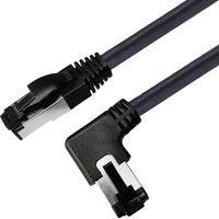 Maxtrack TI52-2L RJ45 Câble réseau, câble patch CAT 8.1 S/FTP 2 m noir coudé à 90° vers la gauche, b