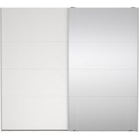 Catania Kleiderschrank 221x244x67cm, 1 Schiebetür, 1 Schiebetür mit Spiegel weiß.