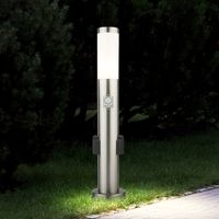Außen Steh Leuchte Steckdosen Strahler Garten Weg Bewegungsmelder Erdspieß Steck Lampe EDELSTAHL