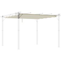 Cubierta para Techo Retráctil de 2,5x2,55m para Pérgola 3x3 Tela de Repuesto con 10 Orificios de Drenaje Crema